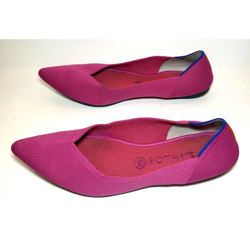 Rothy’s The Point Berry Pink Knit Flats Orange Stripe Women’s 10.5 Retired